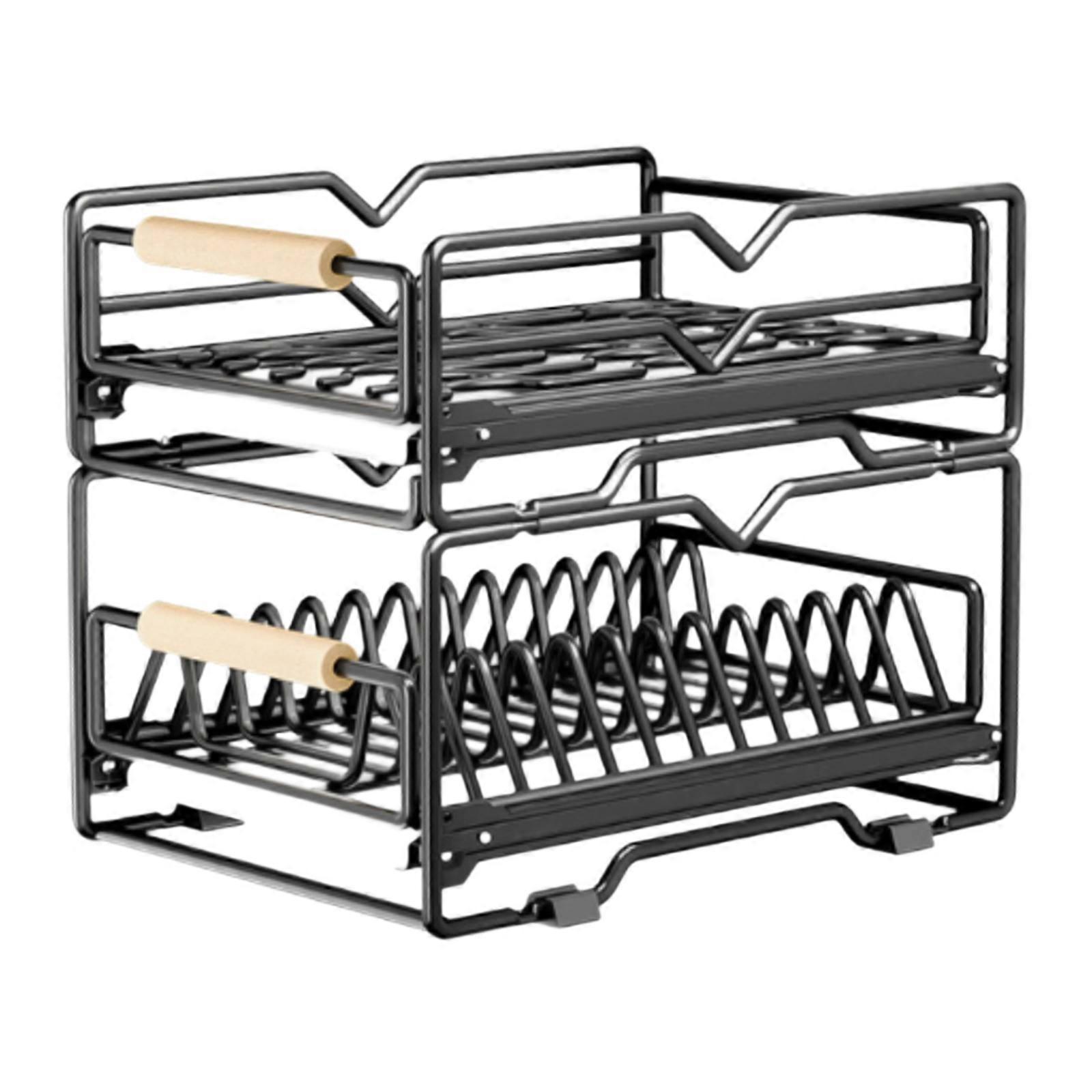 Pull-out Dish Rack Space-Saving Shelf Heavy-Duty for Renters