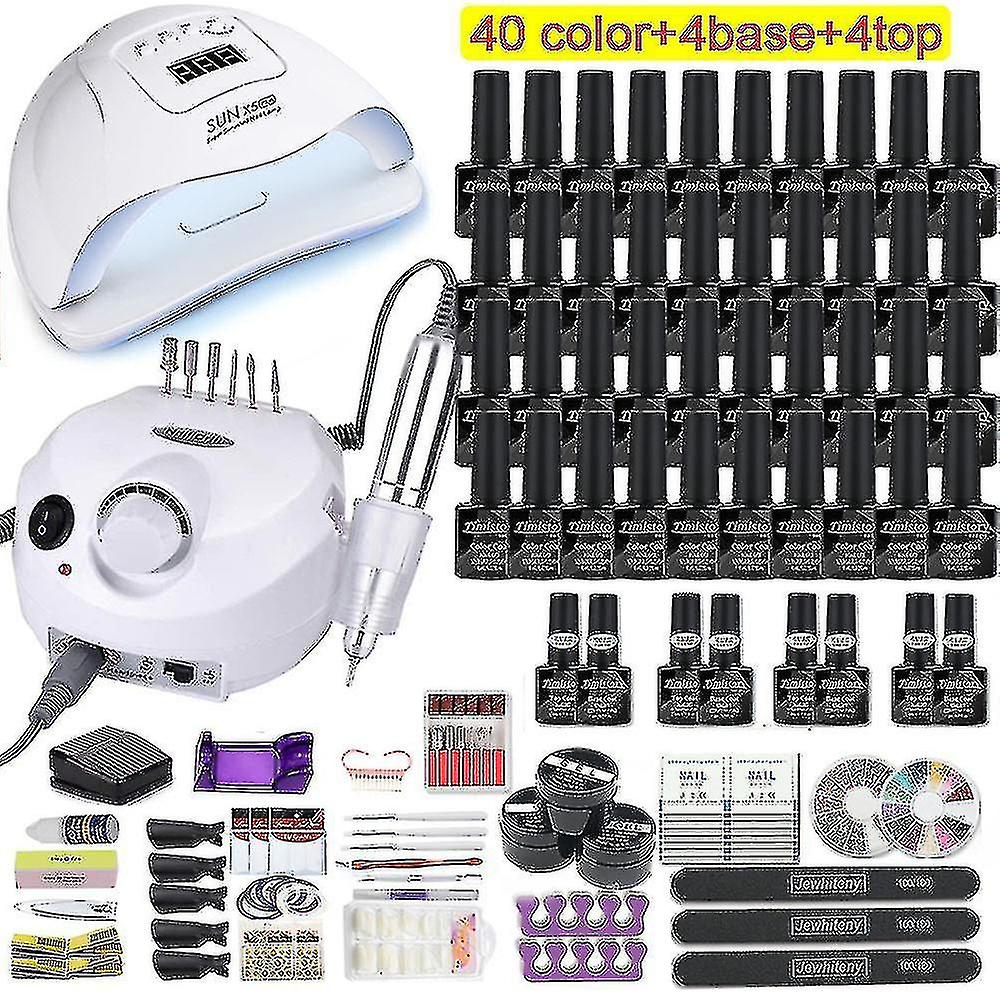 35000rpmネイルアートキット120w / 54w導かれたネイルランプ40/30/20/10色UVポリッシングジェルポリッシングネイルアートキットコンボ1