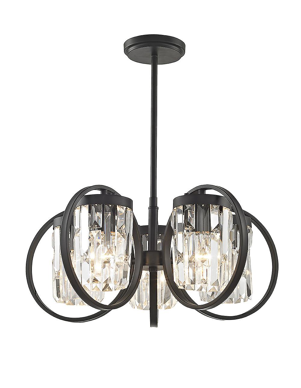 Impex Talin 5 Light Semi-Flush Black Ceiling Fitting