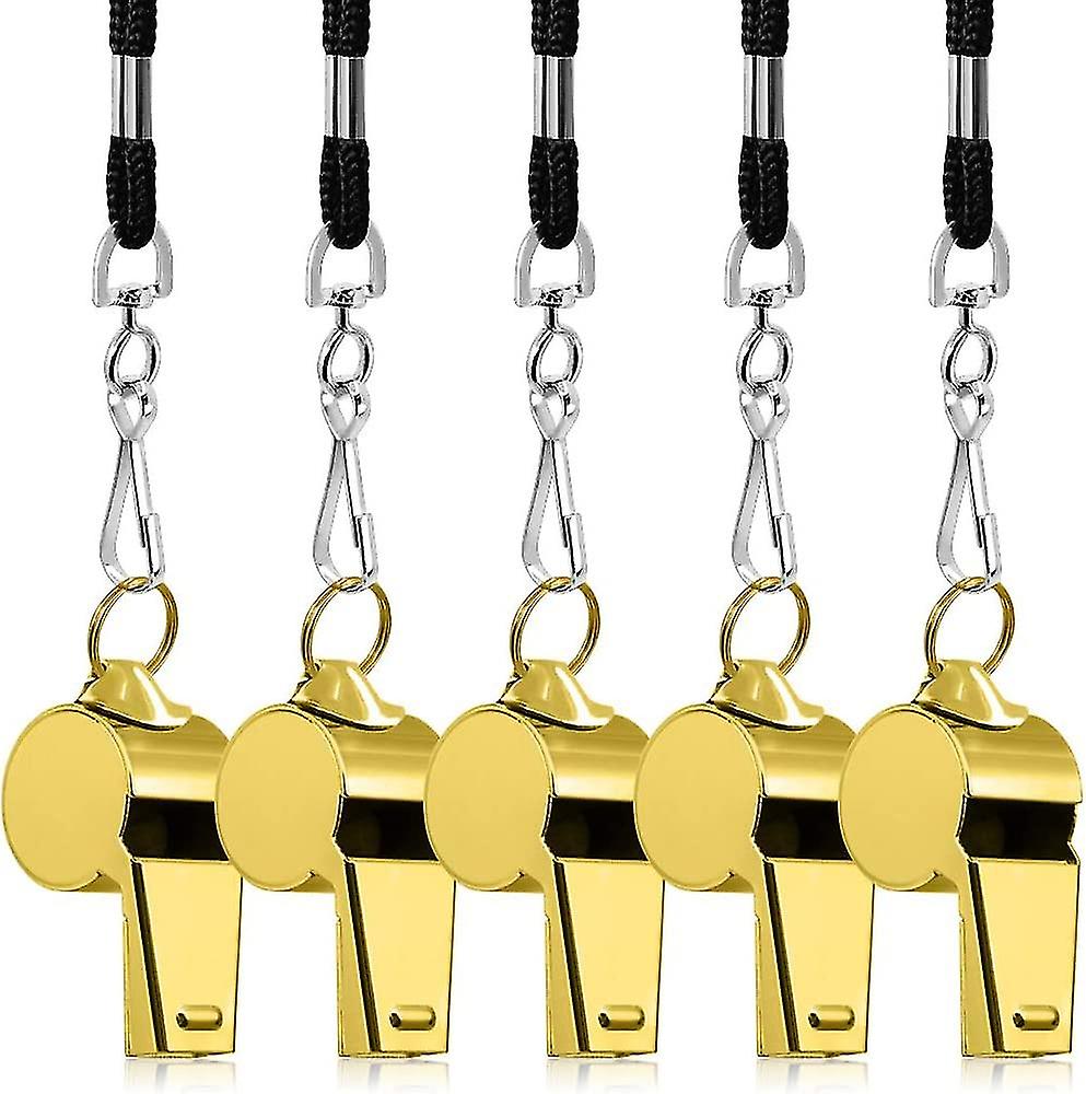 Set Of 5 Stainless Steel Whistles,loud Emergency Signal Whistles For Referees Coaches Lifeguards Basketball Football Hockey