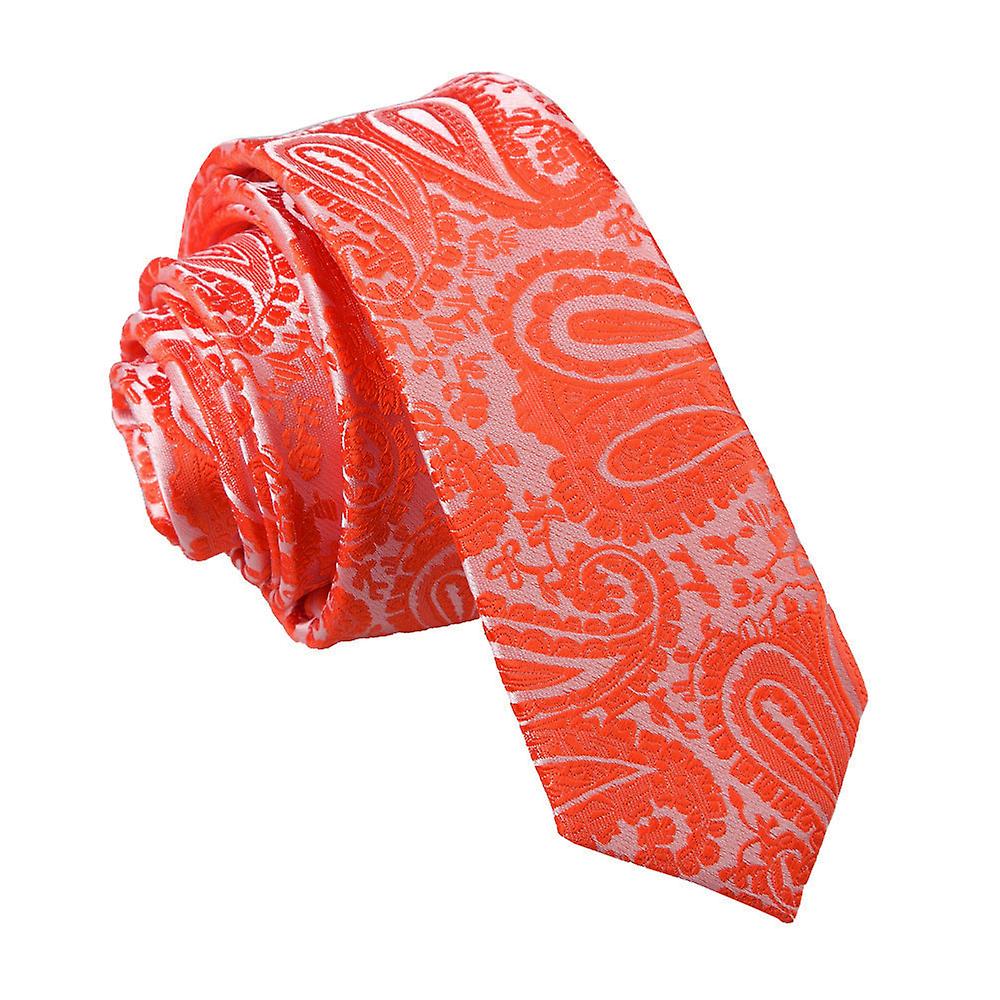 Brændt Orange Paisley mager slips