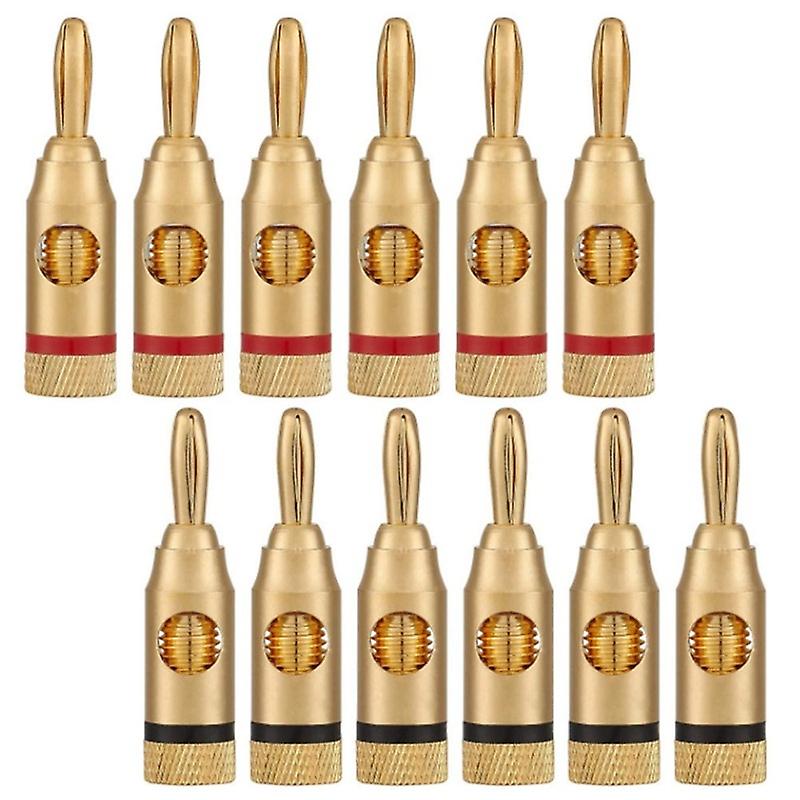 Gold-Plated Banana Plug or Connector (Open Screw Type) (6 Pairs (12 Plugs)) Audio Plug Speaker
