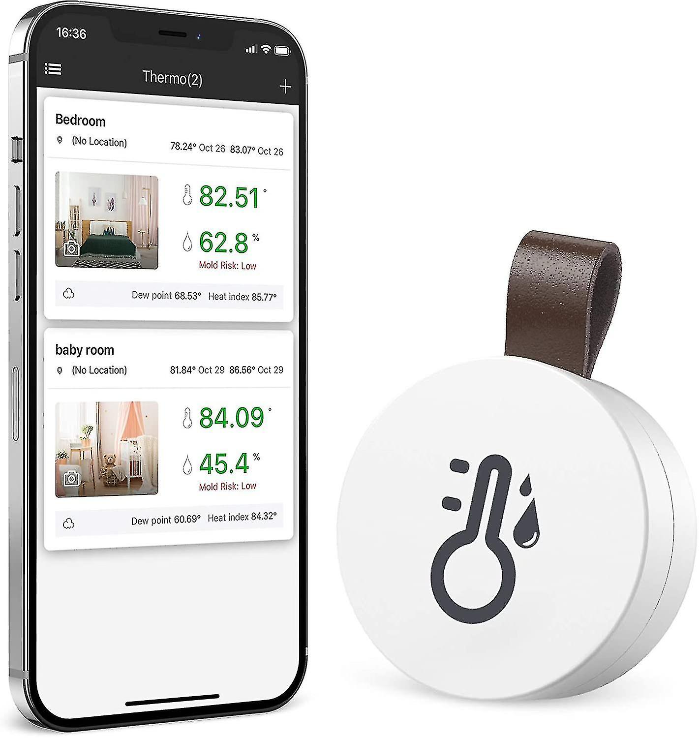 Bluetooth Room Hygrometer Thermometer, Mini Room Thermometer, Temperature Monitoring Sensor For Ios Android Hy