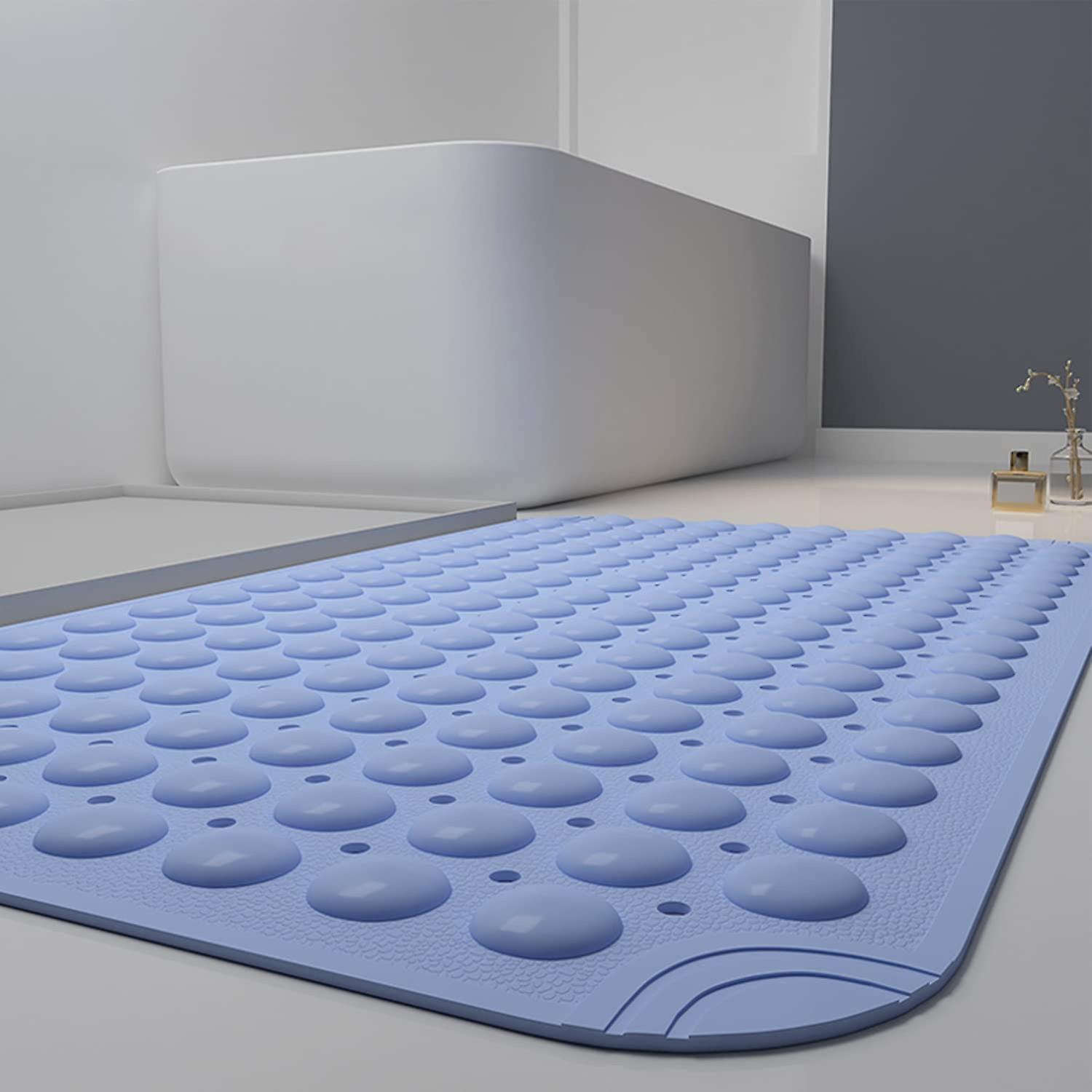 31*31 Inch Square Shower Non-Slip Mat, Extra Large Non-Slip Can Be Cut To Fit Floor Drain, Extra Large Suction Cup And Drain Hole, Machine Washable