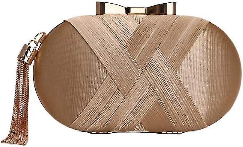 Evening Bag, Tassel Satin Dinner Bag(gold)