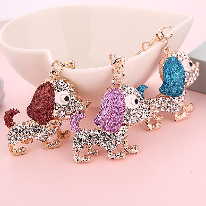 Dog Shape Car Keychain Korean Style Alloy Diamond Pendant for Bags Key