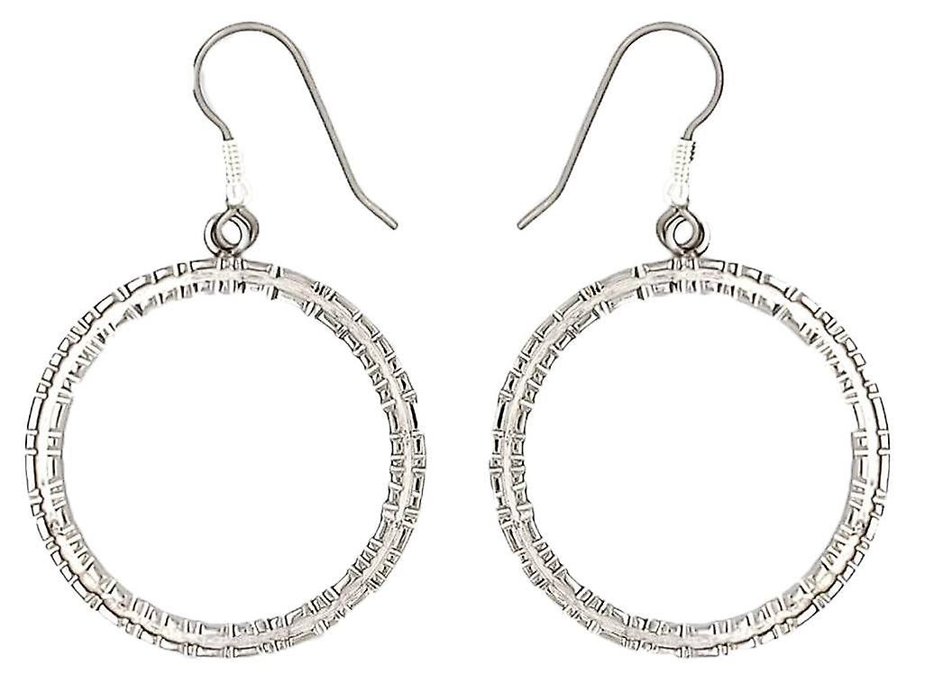 Ti2 Titanium Coastal Edge Large Drop Earrings - Natural Silver