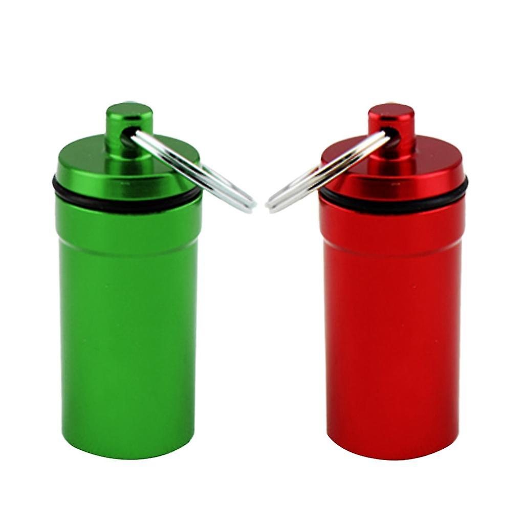 2 Pieces Waterproof Pill Box Case Holder Containers Capsule Bottles Keychain