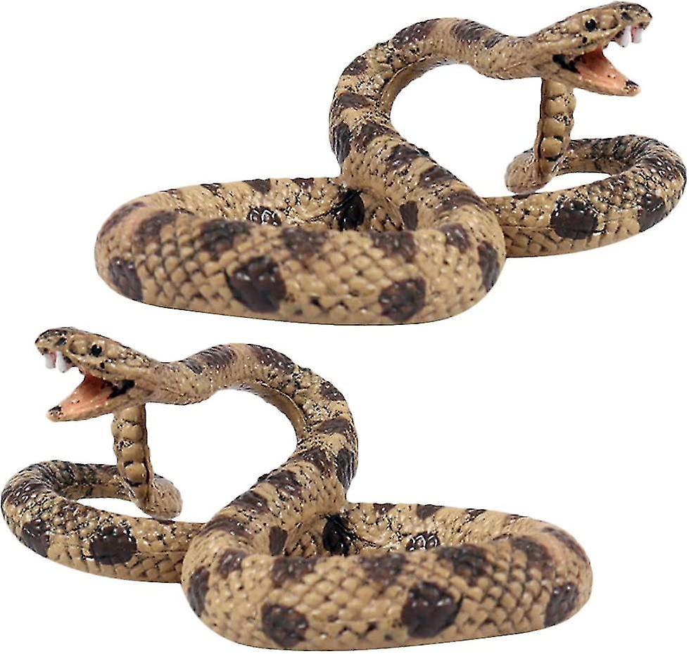 2pcs リアルなヘビシミュレーションヘビおもちゃフェイクガラガラヘビハロウィーントリックいたずら小道具野生動物動物教育プレイシング( D-583-A )