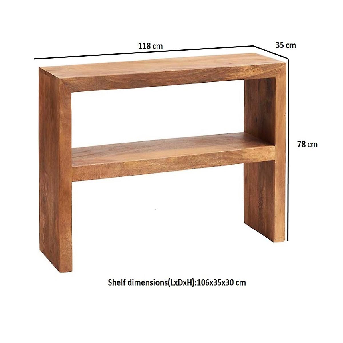 Koda Light Mango Console Table With Shelf