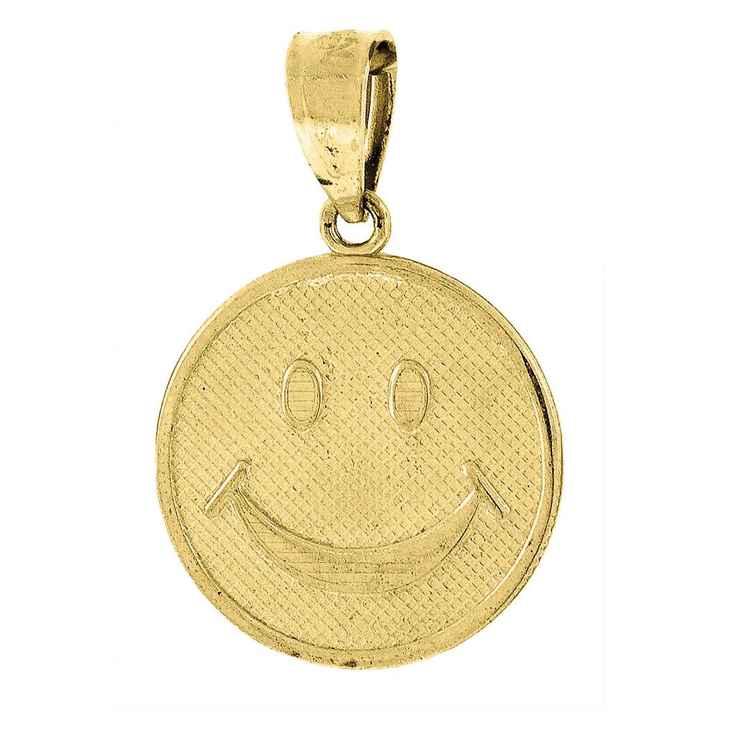 10Kゴールドユニセックススマイリー高さ19mmx幅12.6mmチャームペンダントネックレス-女性用ペンダント