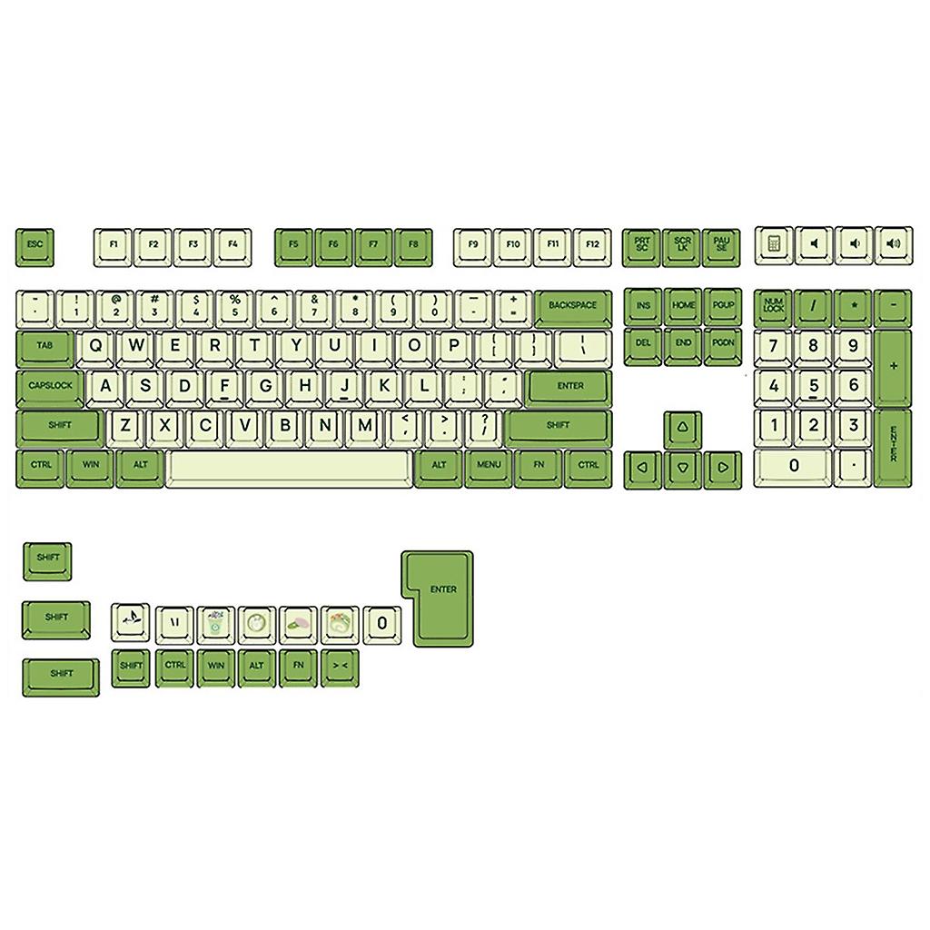 Matcha Green Keycaps Dye-Sublimation XDA Profile Thick PBT For MX-Switchs 125 Keys Mechanical Keyboard Keycaps Set