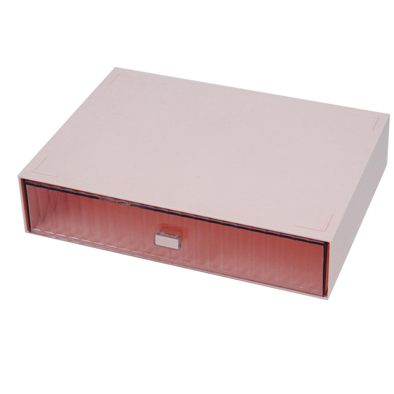 Pink Striped Stackable Drawer Organizer – Waterproof, Dustproof, and Customizable for Desktops