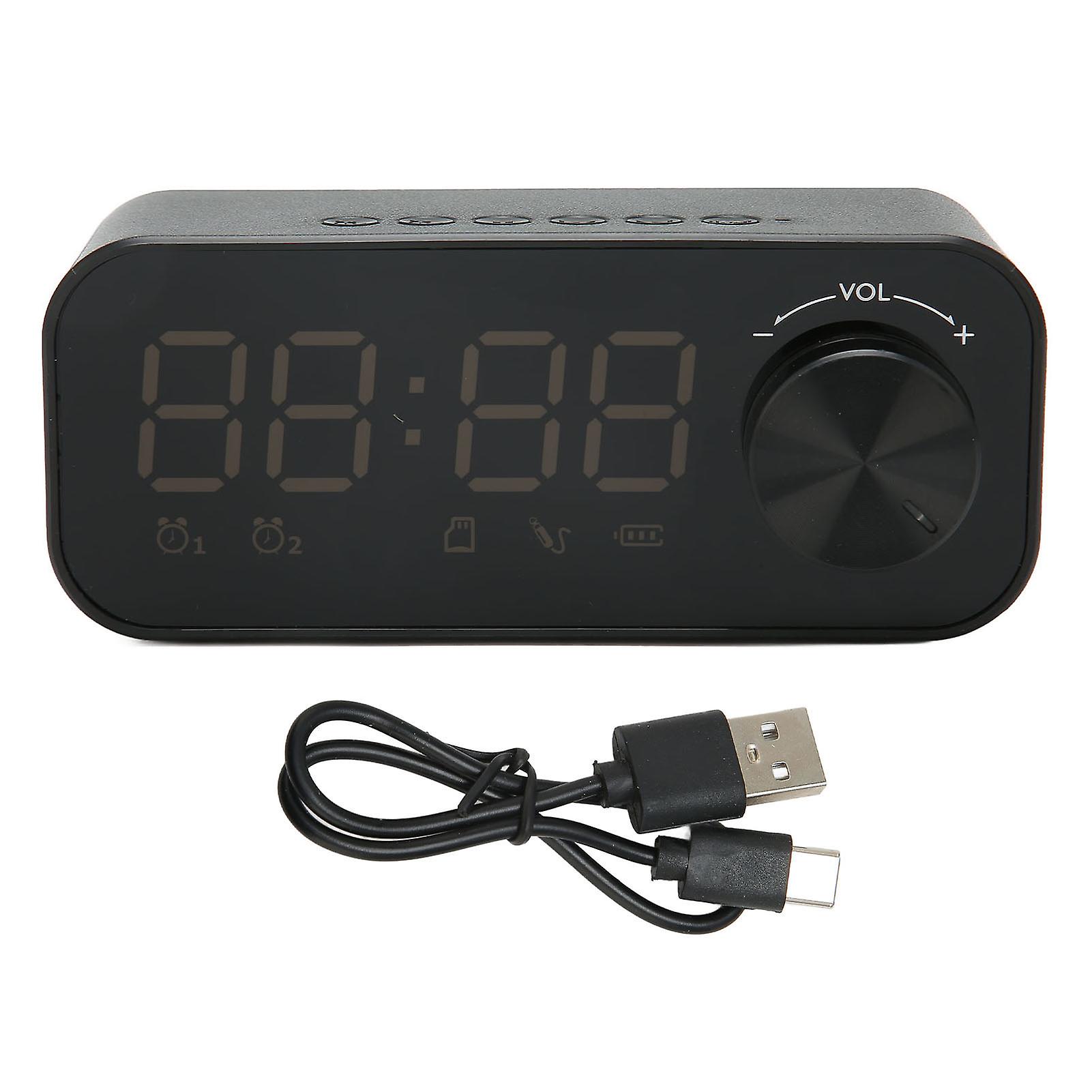 Bluetooth Speaker Alarm Clock Rádio Digital LED Display Subwoofer Mini Espelho Bluetooth Speaker Alarm Clock para Quarto Preto