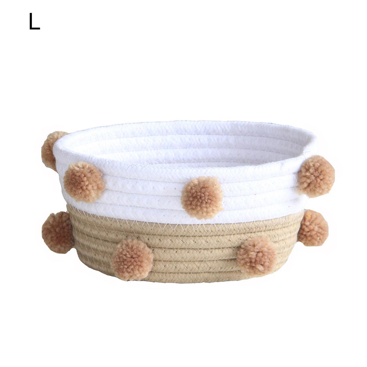 Storage Basket Eco-friendly Space-saving Cotton Rope Sturdy Circular Rattan Snacks Basket for Home