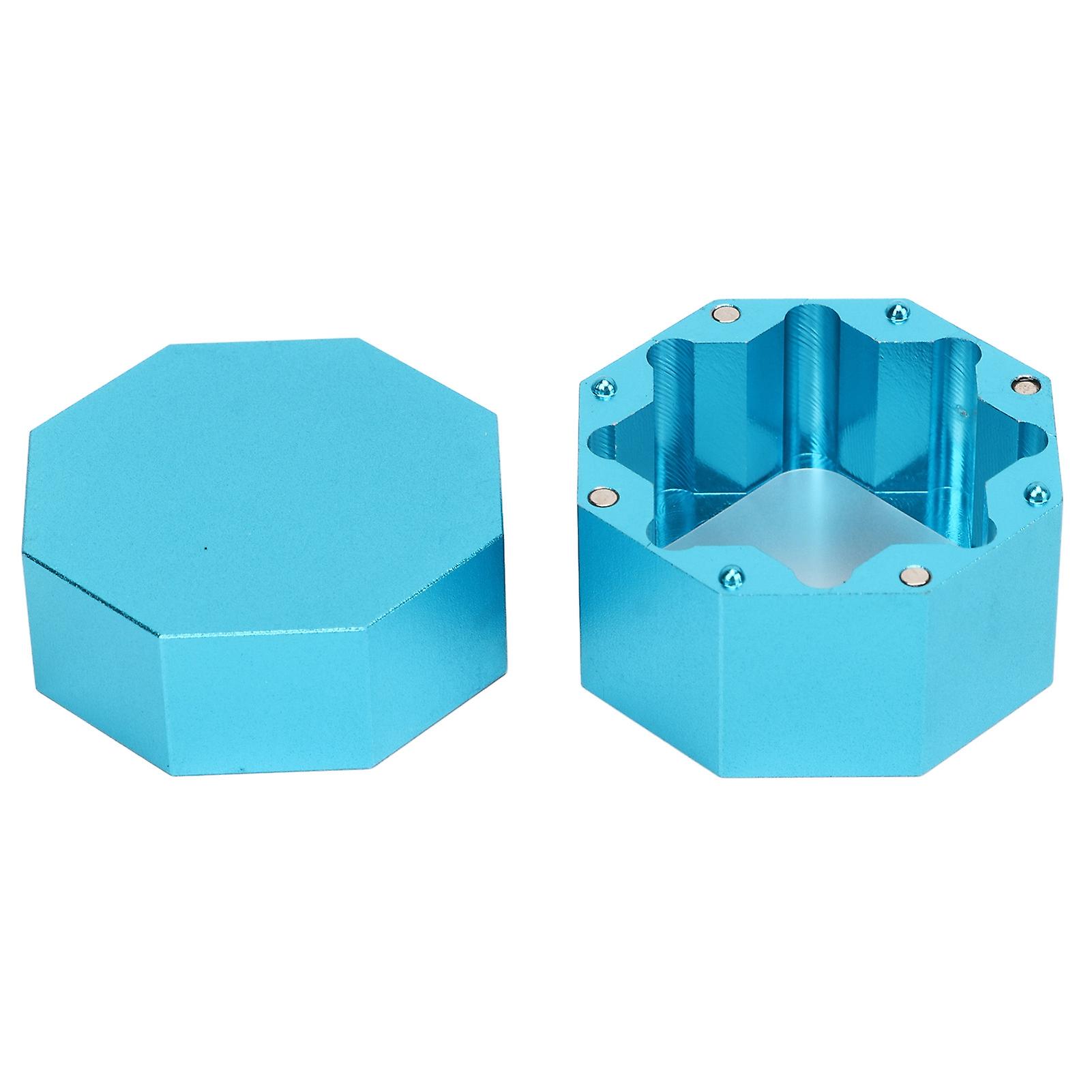 Cue Chalk Box Holder Aluminium Alloy Octagonal Universal Billiard Chalk Case for Billiards Accessory Blue