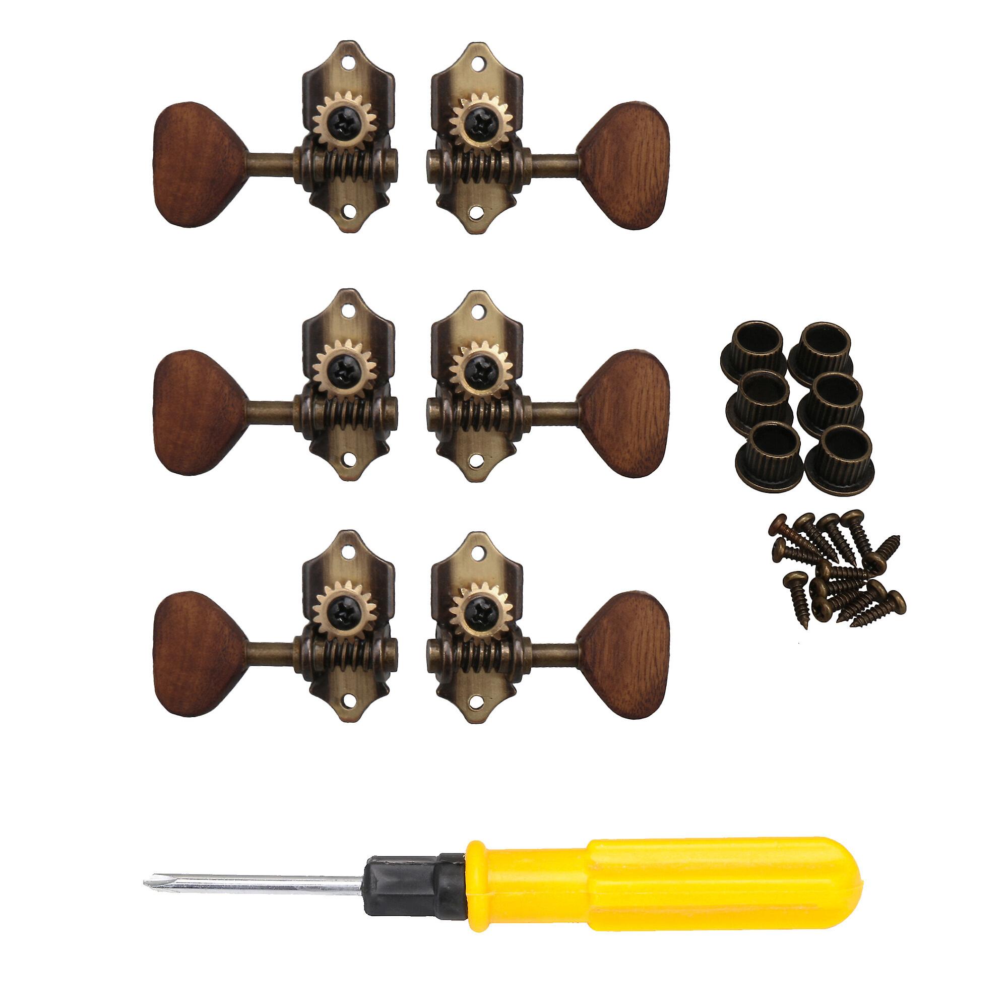 7 Pcs Silver Machine Heads Tuner for Acoustic Guitars 3 L 3 R with Screw