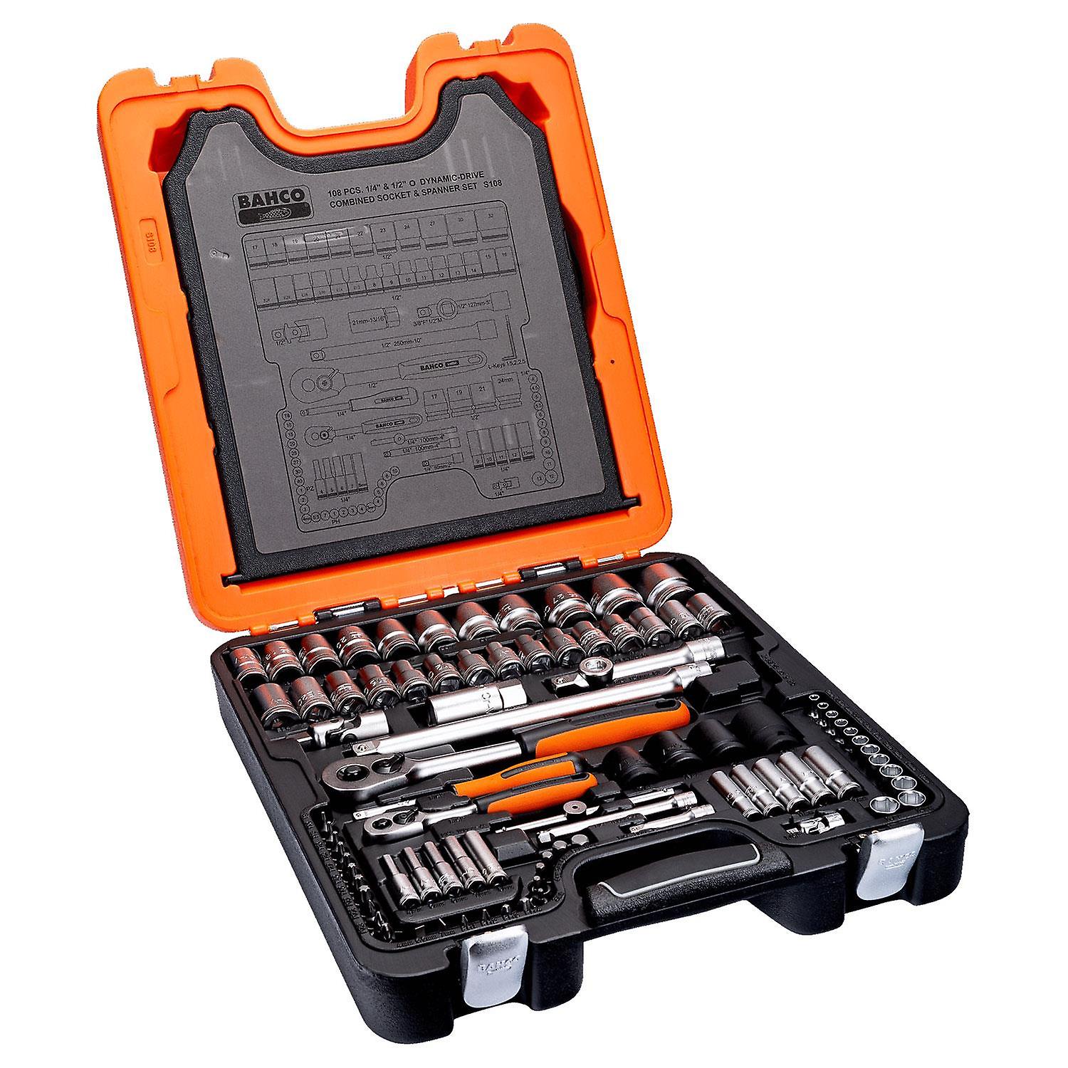 BAHCO S108 108PC SOCKET SET 1/4 & 1/2IN DR