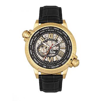 Regeringstid Thanos automatisk læder-Band ur - guld/sort