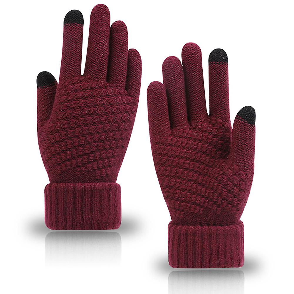 Thicken Winter Knitted Gloves for Women Cold Windproof Touch Screen Gloves for Fishing Camping