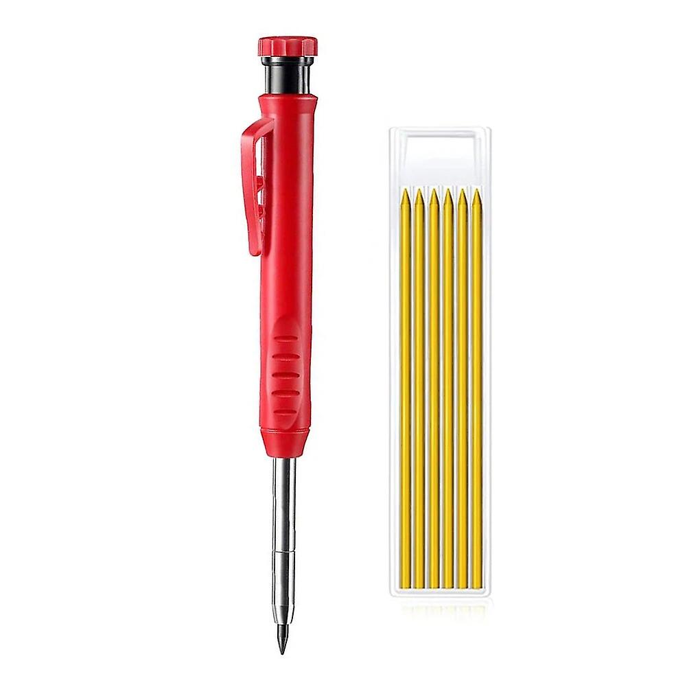 Solid Carpentry Pencil Set with 7 Refill Leads Built-in Deep Hole Sharpener Mechanical Pencil Marker Marking Tool Woodworkin~11258