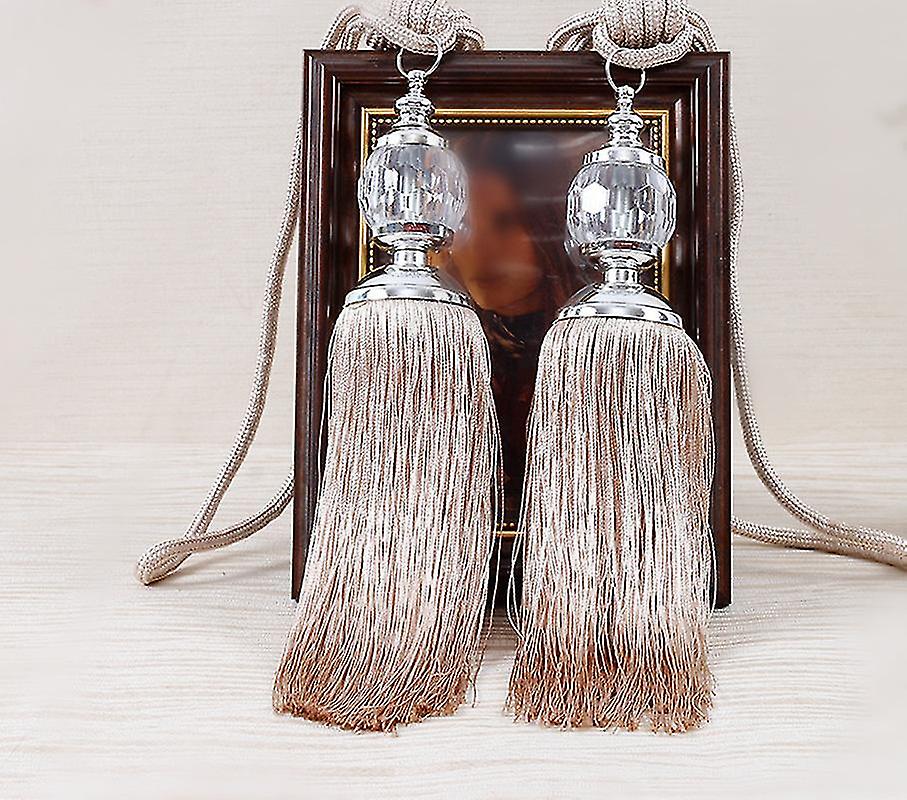 2 st lyxgardin holdbacks rep tie backs tofs tiebacks pärlbollsdekorpar för hemmakontorets fönsterridå