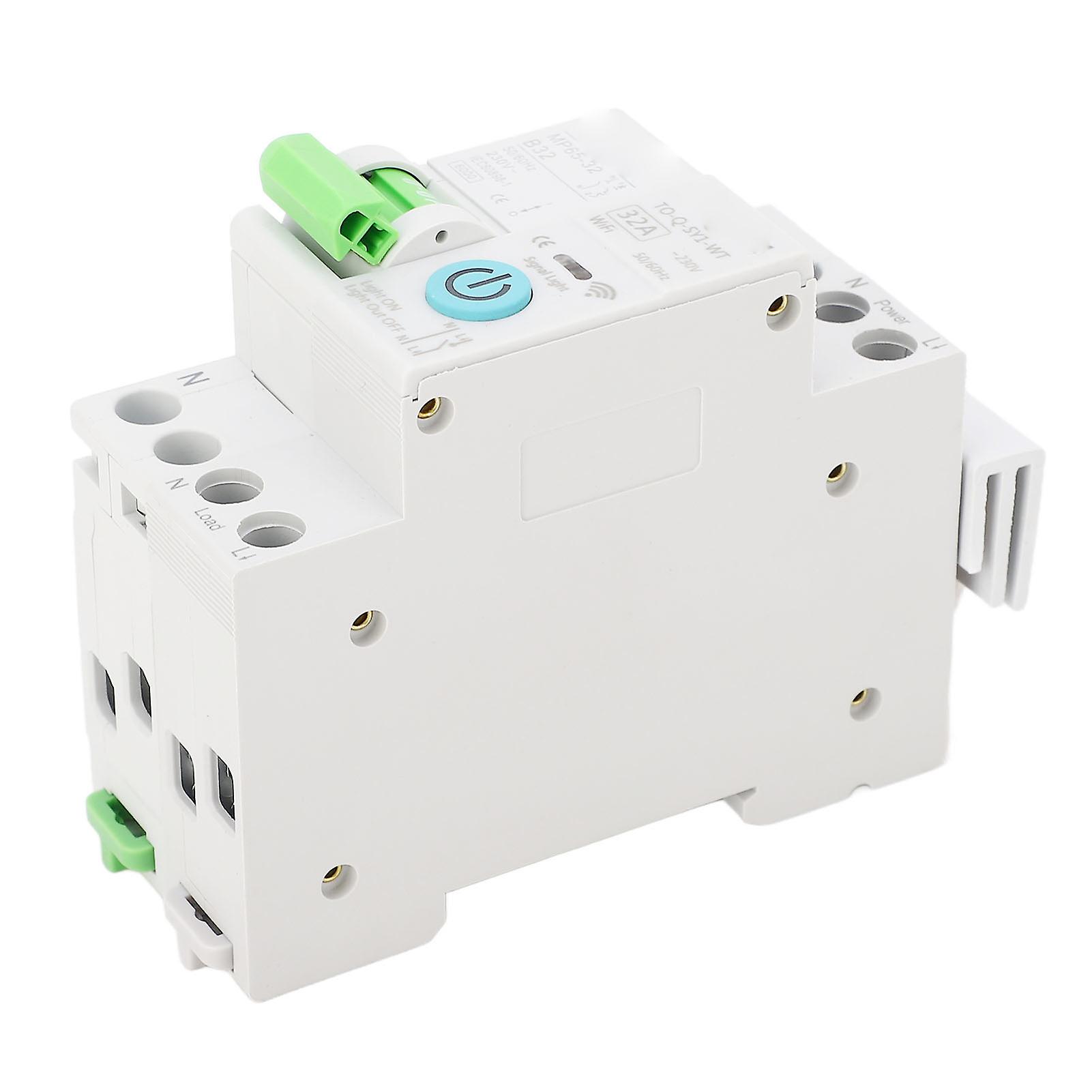 WiFi Circuit Breaker 1P+N 32A AC  6KA Breaking Capacity Timing Relay Remote Control MCB