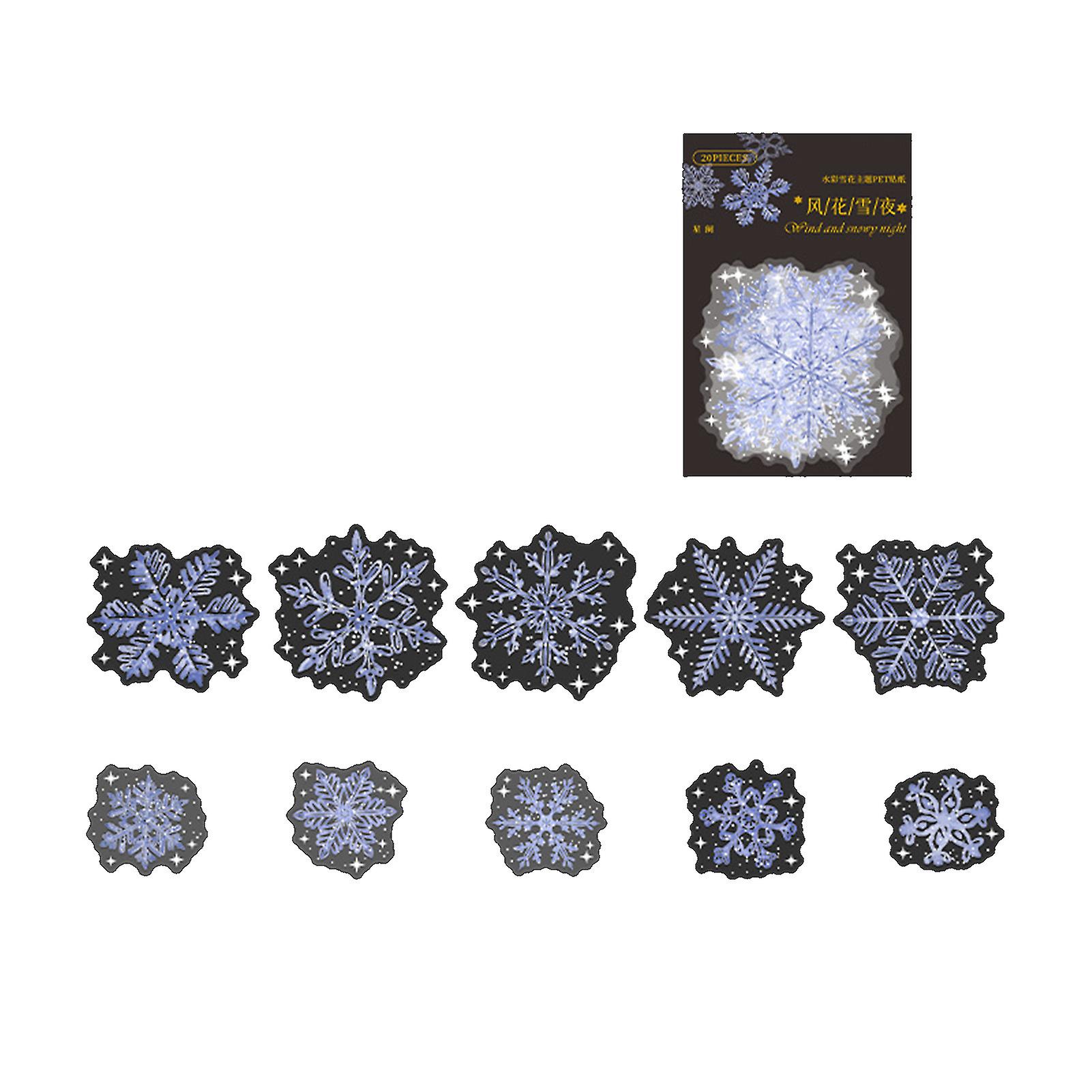 20Pcs Snowflake Label Stickers PET Stickers for Scrapbooking Notebooks Photo Albums Type 1