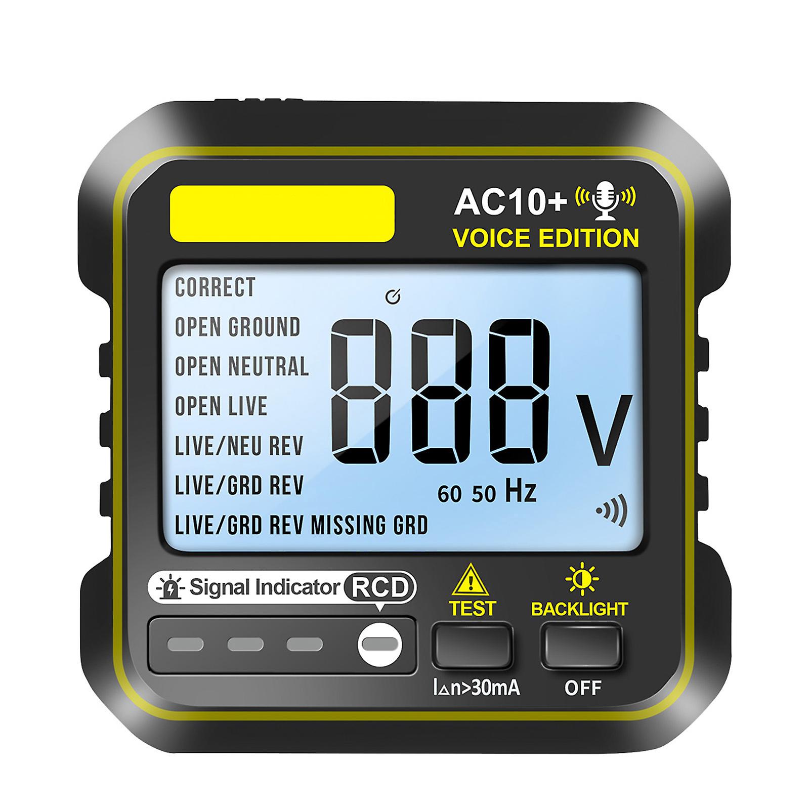 Steckdosentester 10A 16A Universal-Steckdosendetektor LCD-Display mit Hintergrundbeleuchtung Stimme Polarität Phasenprüfer AC