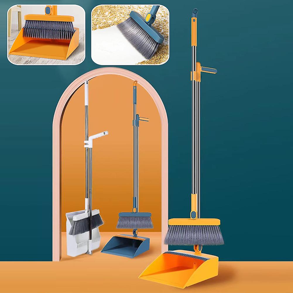 Long Handle Handled Dustpan Brush Lightweight Space Saving Floor Brush Set for Livingroom Bedroom