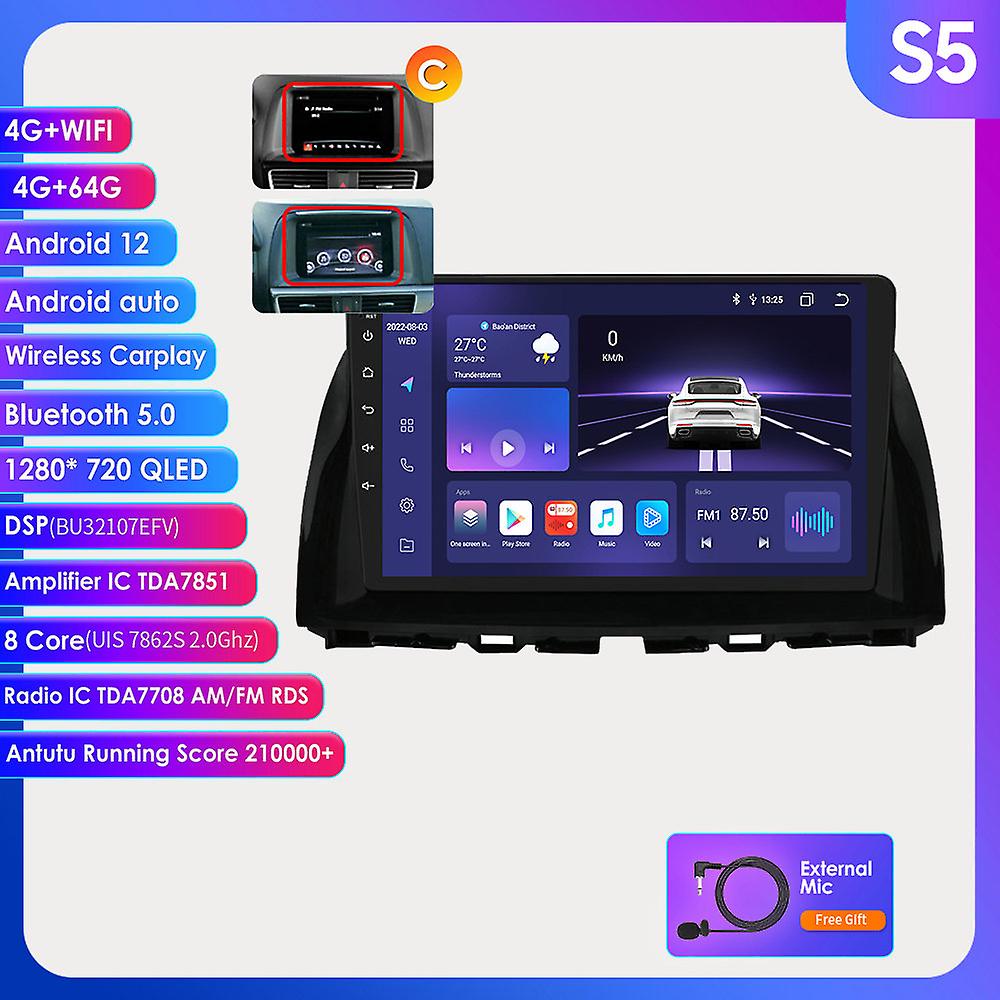 Android 12 Car Radio Multimedia Player For Mazda Cx5 Cx-5 2012 2013 2014 2015 Gps Stereo 2din 4g Wifi Carplay 10.1"head Unit