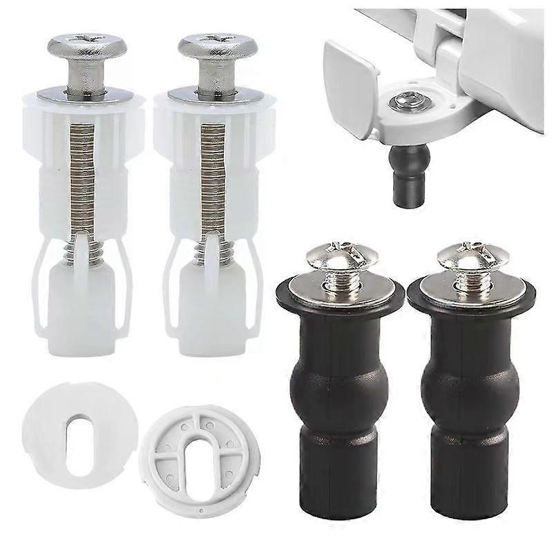 Toilet Seat Hinge Fasteners with Rubber and Plastic Nuts for Top Mounting Toilet Seat Hinges Toilet Seat Replacement Parts Kit