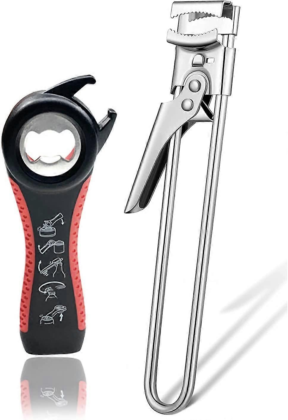 Multifunctional Stainless Steel Can Opener & 5-in-1 Bottle OpenerManual Adjustable Jan Opener Set, Suitable for Seniors, Children, Weak HandsArthritis
