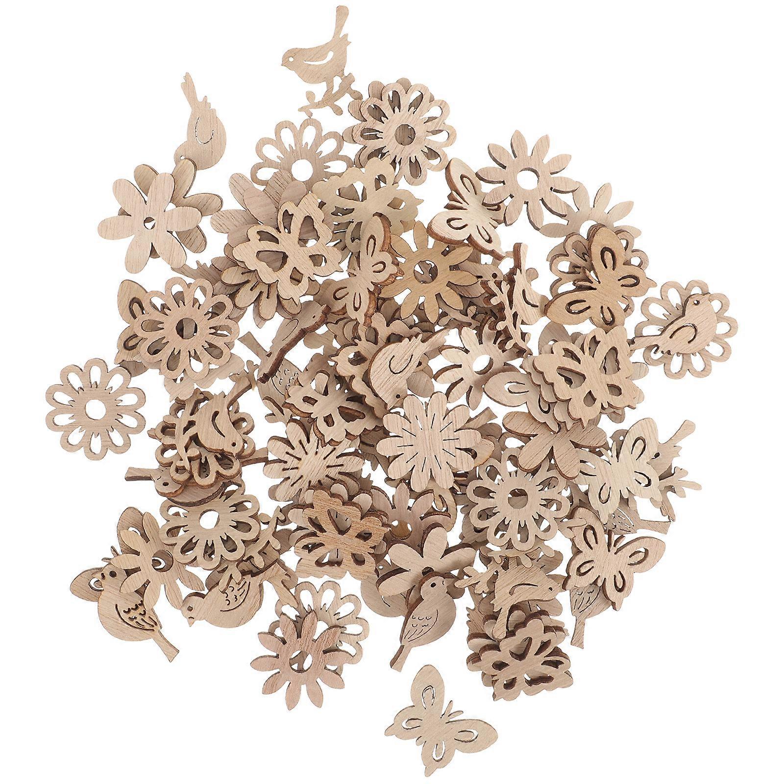 100 Pcs Nativité Artisanat Bois inachevé Découpages Formes Table de Noël Confettis Tranches en bois Table de mariage Confettis