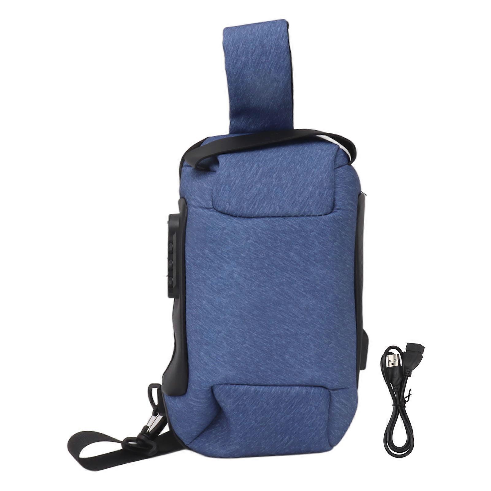 Camera Bag High Density Canvas Waterproof Large Capacity Widened Shoulder Belt Password Lock Bag For Travel Blue
