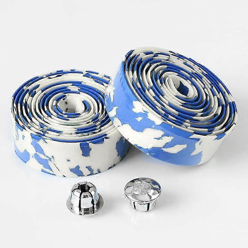 Generic Handlebar Tapes Bike Road Bicycle Cycling Cork Grips Wrap Strap Ribbon Bar Plug White Blue