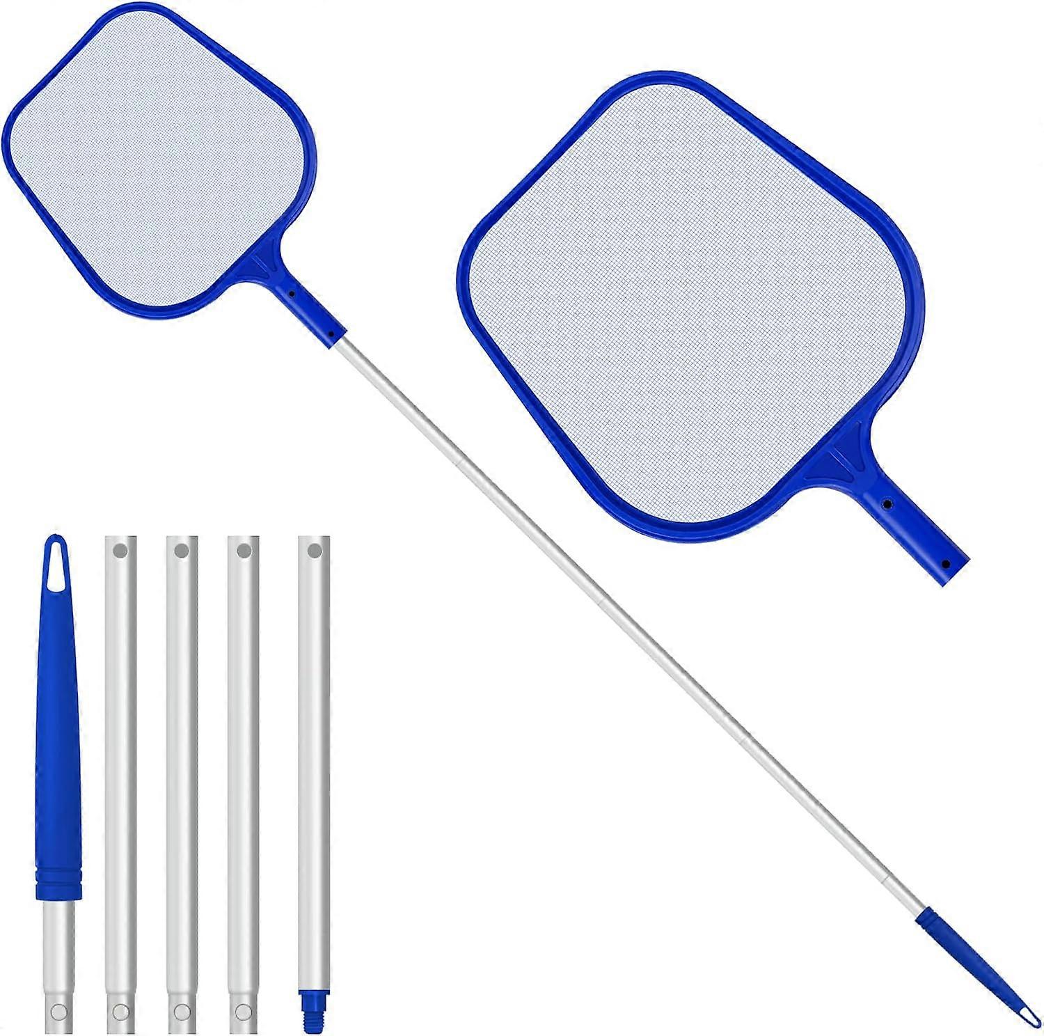 Adjustable 48-Inch Pool Skimmer Net, Aluminium Telescopic Pole Pond Nets, Fine Mesh Skimmer for Garden Pond & Hot Tub Cleaning