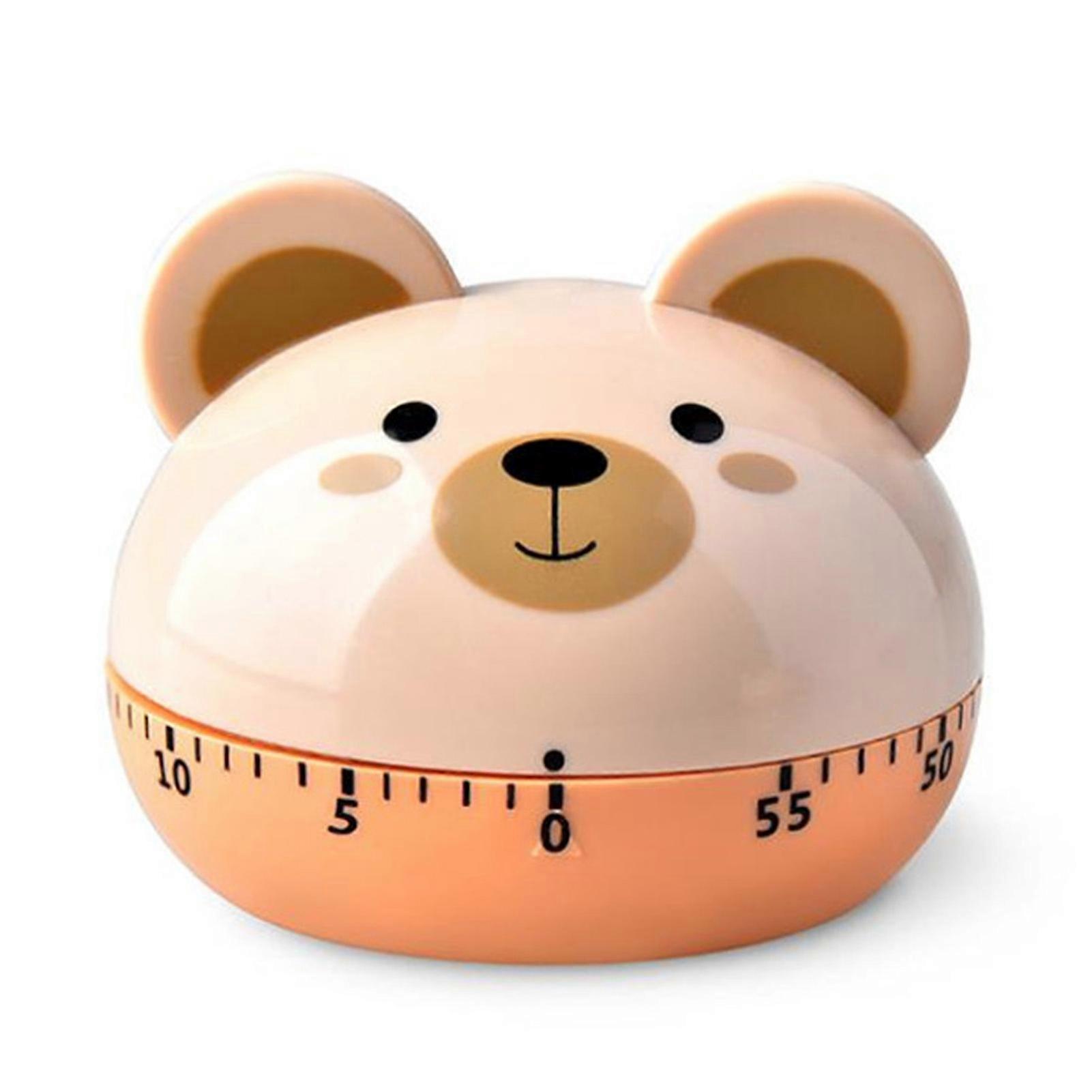 Mechanical Kitchen Timers Cartoon Animal Shape Accurate 60 Minutes Manual Timer for Students Little Bear