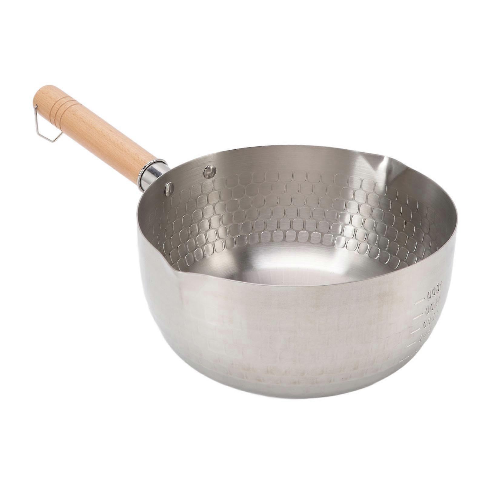 Stainless Steel Saucepan, Wooden Handle Japanese Yukihira Saucepan With Induction Compatibility, Non-Stick Surface, Deep Pan Design For Reduced