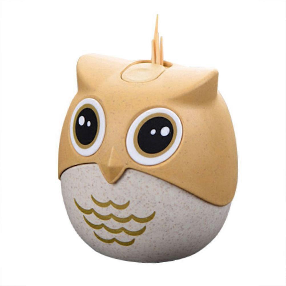 Household Owl Shaped Toothpick Holder Container Wheat Straw Table Toothpick Storage Box