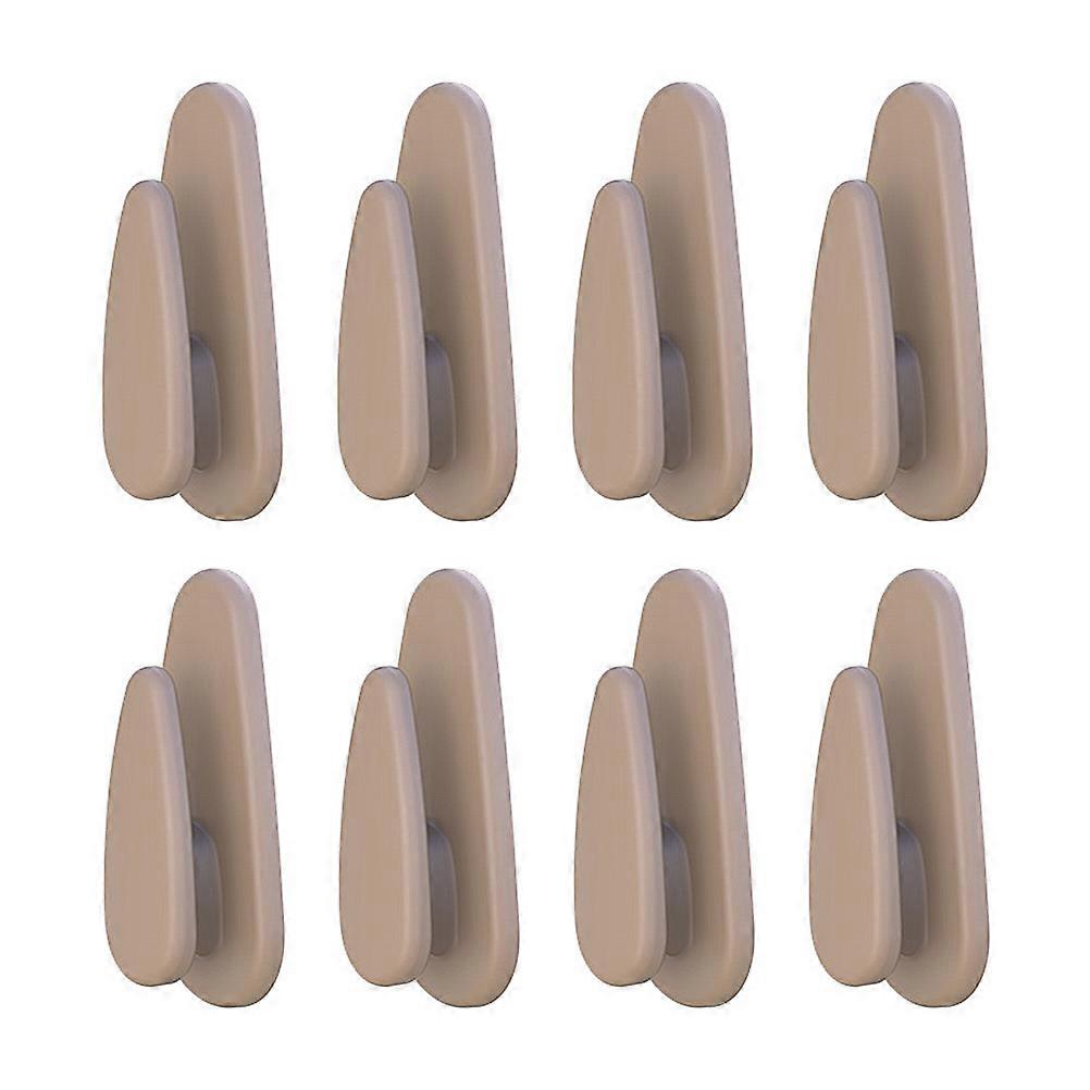 8Pcs Car Small Hooks Self-Adhesive Hooks Instrument Desk Car Hanger Practical Hooks Beige