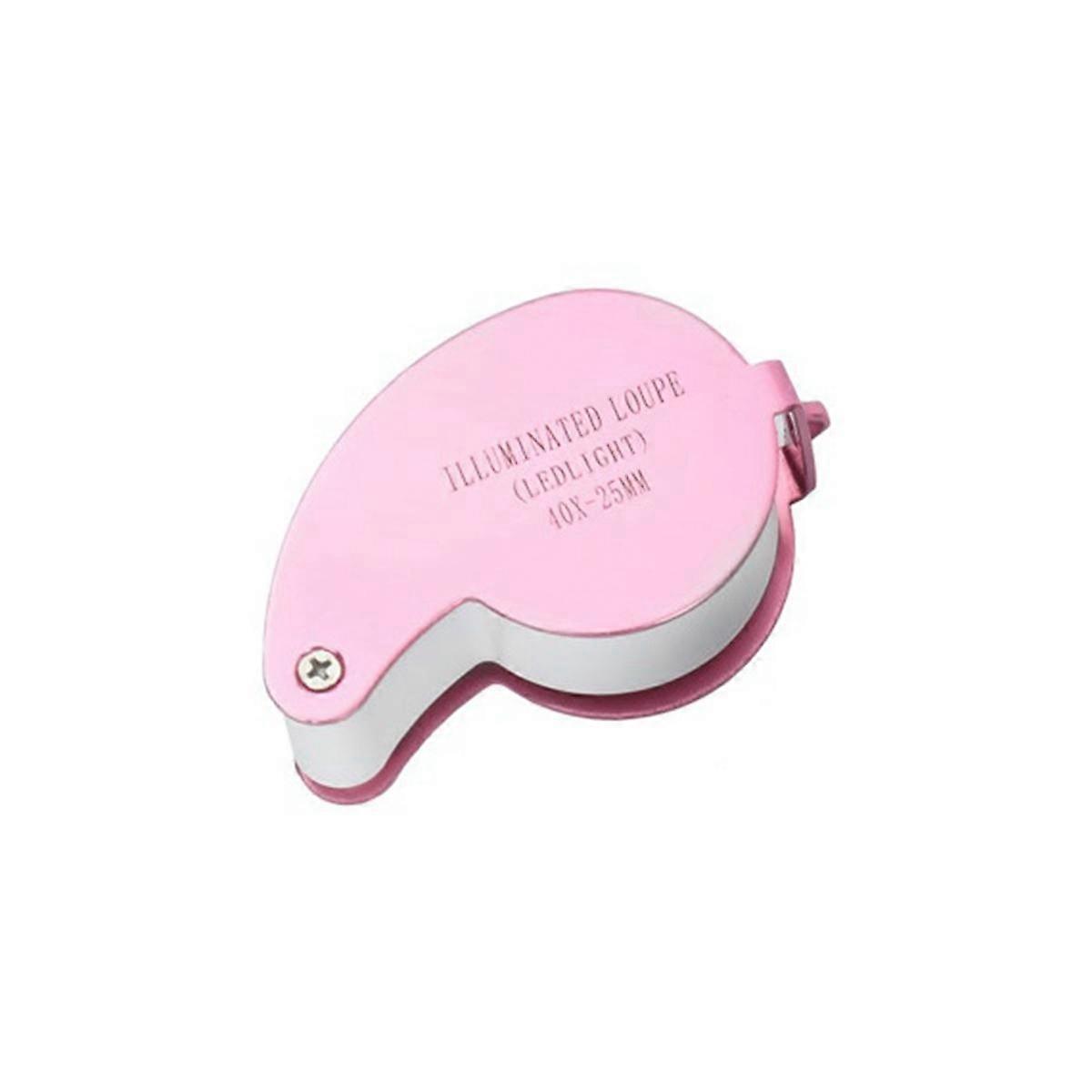 40 Times Double LED Lamp Folding Magnifying Glass is Suitable for Jade Jewelry Collection and Appreciation Pink