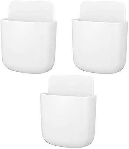 3 Pcs Remote Control Holders Wall Mount Office Storage Boxes (white)