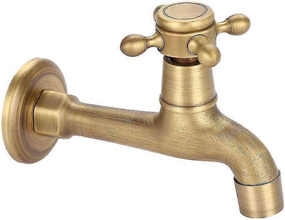 Wandmontierter Vintage-Wasserhahn aus massivem Messing für Küchenspüle Mopp-Pool (lang)