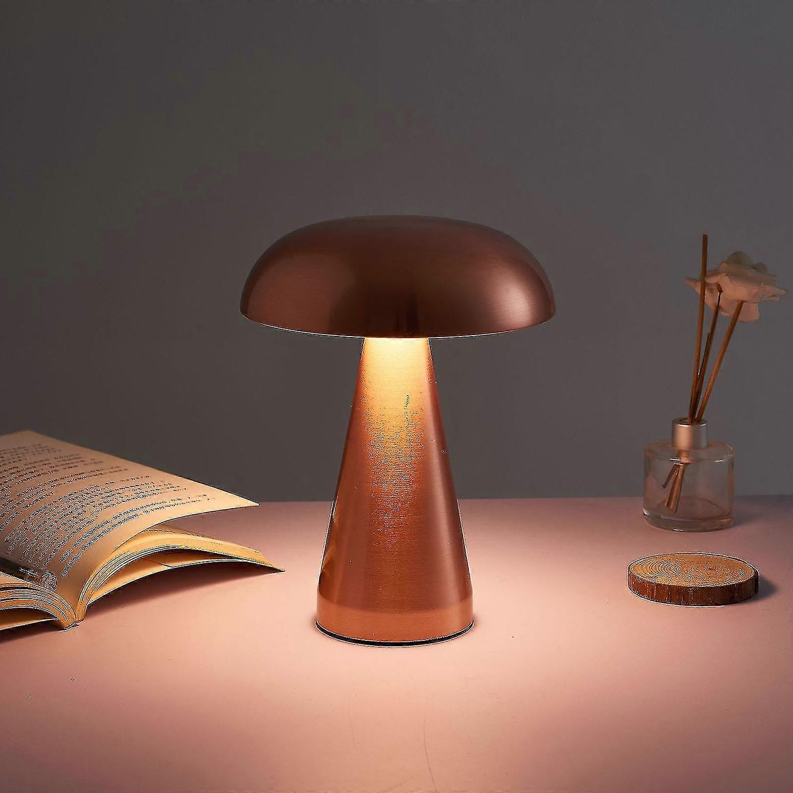 Mushroom Lamp Led Bar Table Lamp Light Luxury Hotel Cafe Outdoor Table Lamp Bedside Usb Charging Night Light Bronze