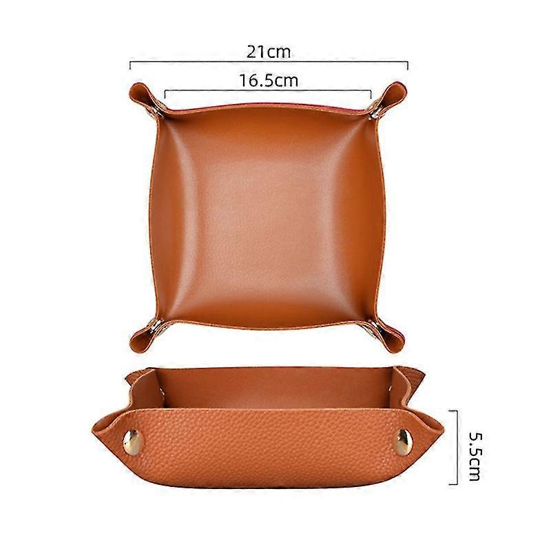 Aoyinism Set Of 2 Premium Round Marbled Leather Valet Trays – Hard Leather Catchall Organizer For Desk, Nightstand, Keys, Jewelry