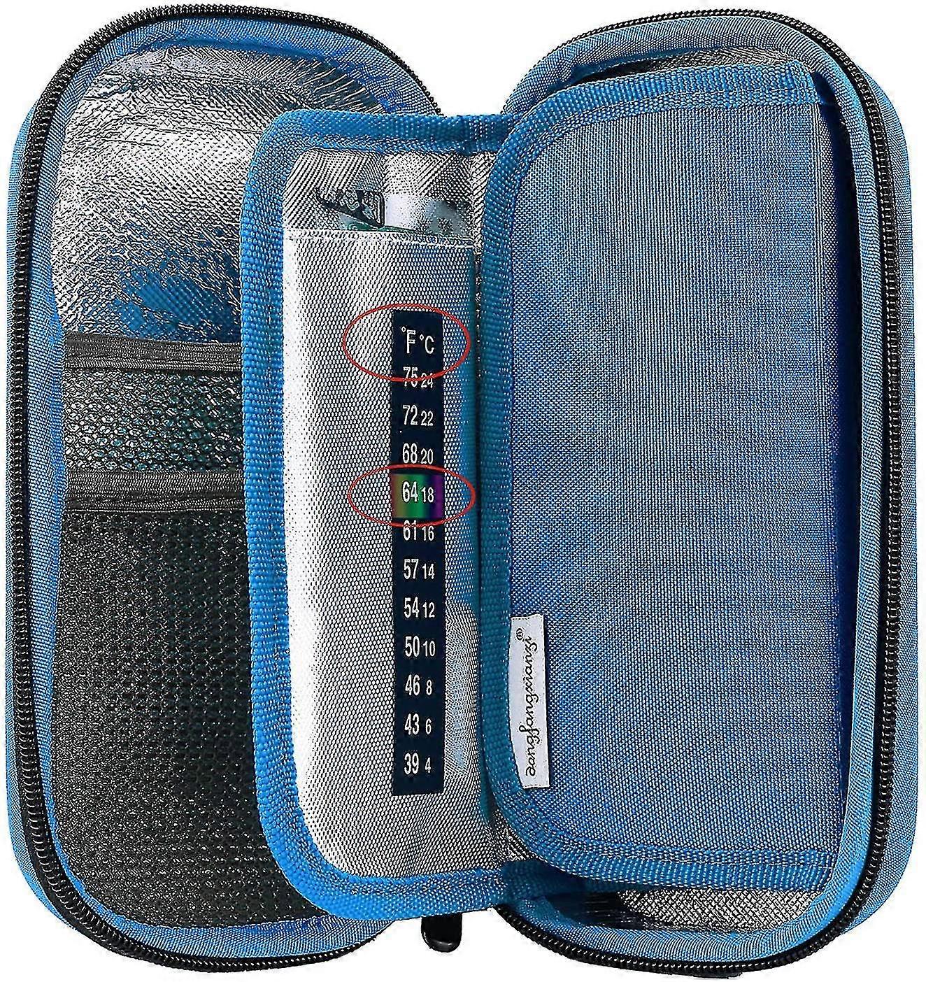 Insulin Cooler Travel Case - Handy Medication Insulated Diabetic Carrying Cooling Bag With 3 Cooler Ice Pack (blue)