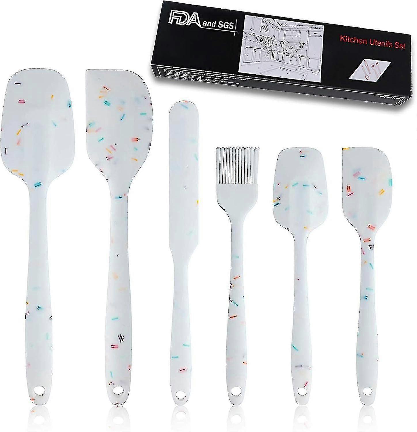 Silicone Kitchen Spatula Set Of 6, Spatula Spoon Kitchen Utensils Non-stick Heat Resistant Zzy