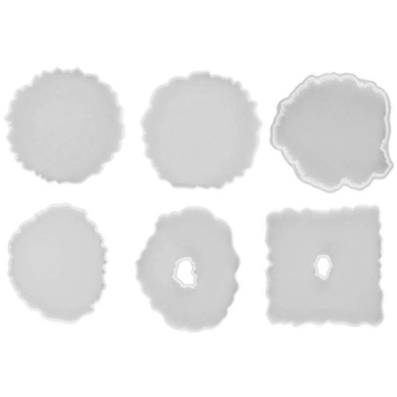6pcs Resin Coaster Molds Irregular Hollow Agate Silicone Molds Epoxy Resin Molds For Diy Geode Coas