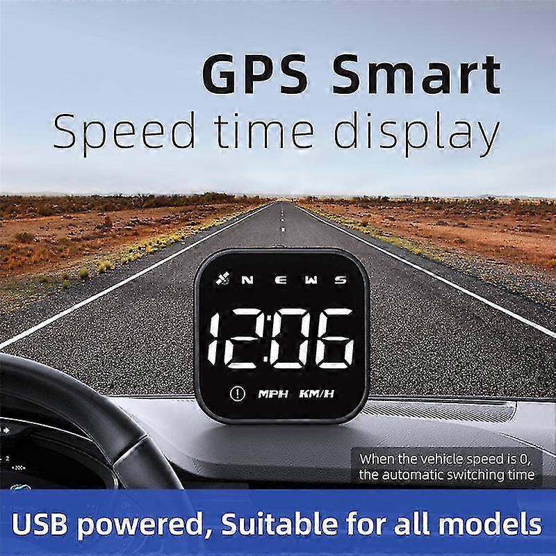 Hud Car Speedometer Timetable Speed Alarm Gps Head-up Display Auto Electronic Accessories Fits All